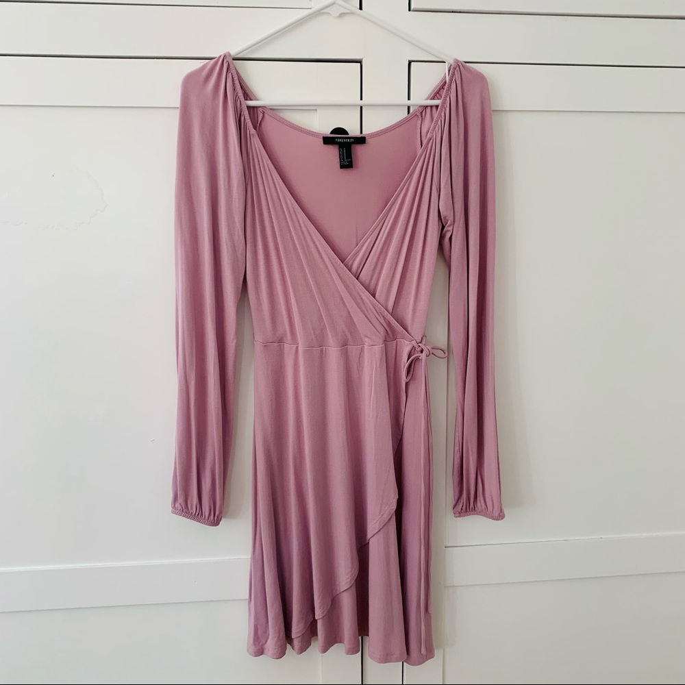 Forever 21 Dusty Pink Long Sleeve Wrap Dress